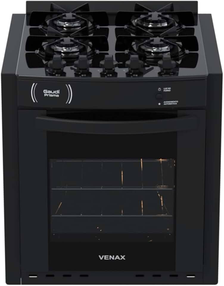Fogao A Gas De Embutir Gaudi Prisma Vitreo Bl 4q Preto Gas Glp