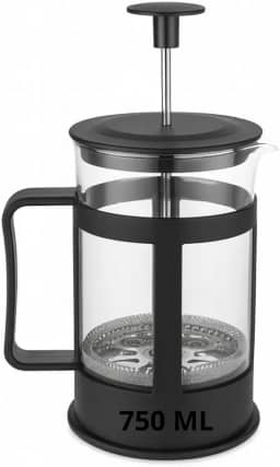 Cafeteira Prensa Francesa 750ml Vidro Borossilicato Manual Inox Café Encorpado Chá Espuma de Leite Pressca Cremeira Portátil Elegante Resistente Alta Temperatura Limpeza Fácil Sustentável