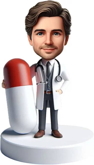 Doutor que segura pílulas personalizadas - Médico brincalhão com tablet gigante de medicina - presente divertido para farmacêuticos e estudantes de medicina