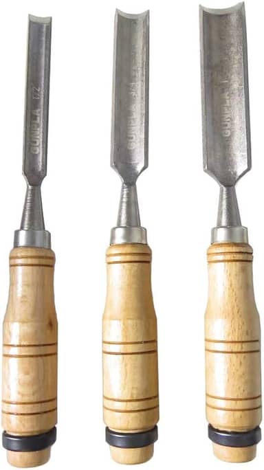 Jogo Formão Goiva 3 Peças 1/2-3/4 e 1pol Para Madeira