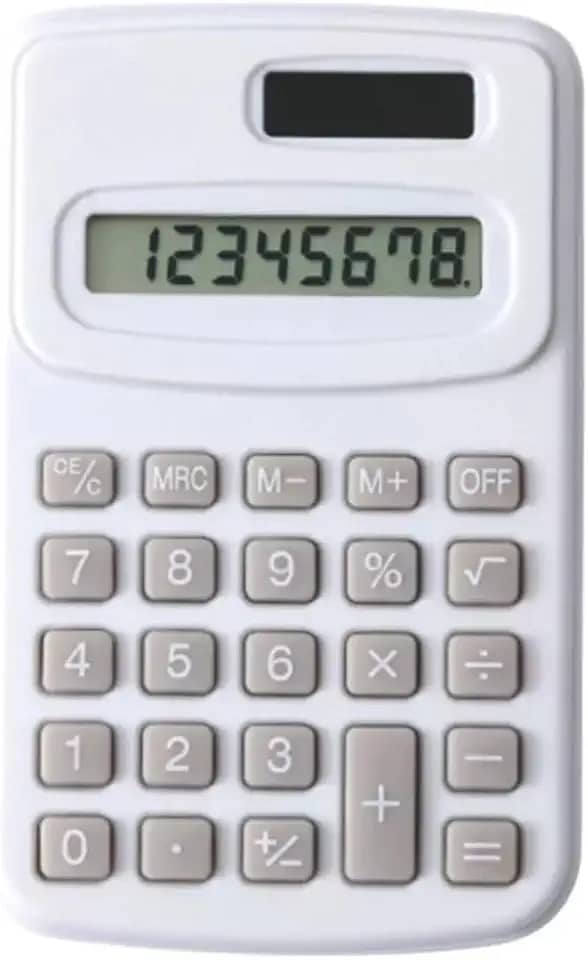 Calculadora Eletrônica de 8 Dígitos com Energia Solar e Bateria – Mini Calculadora Portátil para Escola, Escritório, Contabilidade, Estudos e Uso Diário – Teclas Suaves e Visor Grande (Branca)