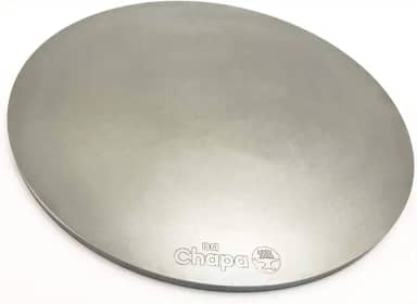 na Chapa Redonda - Pedra refratária de aço para assar pizza em forno residencial e churrasqueira - 35,5cm
