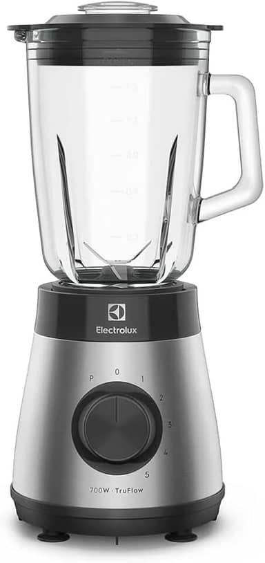 Liquidificador Electrolux inox jarra de vidro resistente capacidade 1,5L 5 velocidades função pulsar 700W EBS30 220v