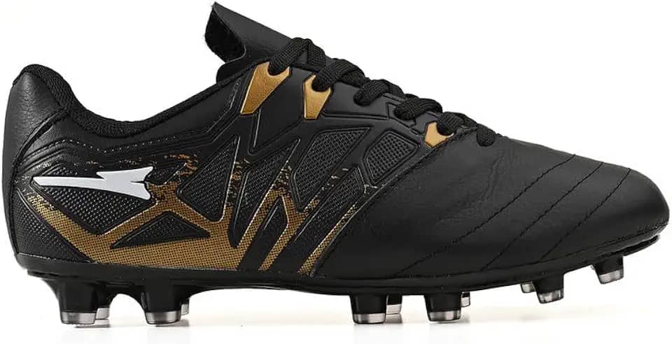 Chuteira de Futebol Masculina Campo Grama Natural Bico Reforçado em Couro