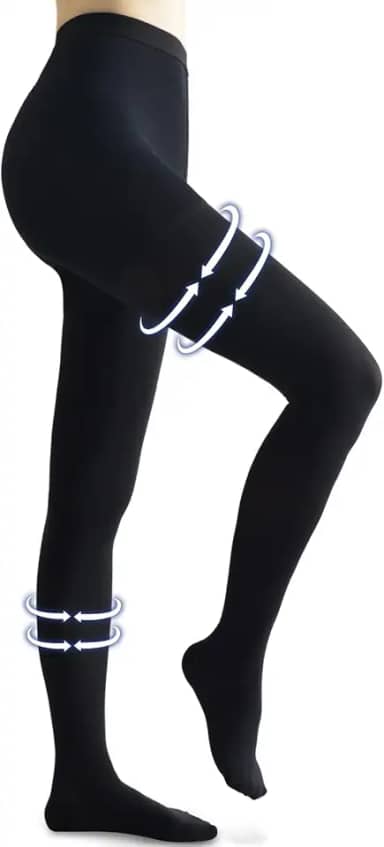 Meia-calça de compressão médica para mulheres e homens, bico fechado opaco 20-30 mmHg, suporte graduado, leggings de circulação de alta compressão para varizes, edema, voo, TVP, Preto, G