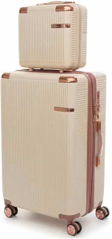 Mala de Bordo 10kg Premium Luxo Expansível com Frasqueira Kit Viagem Aprovada ANAC Bagagem de Mão ABS Rígido Mala Rose Gold 4 Rodas 360° Cadeado TSA AntiFurto Leve e Resistente