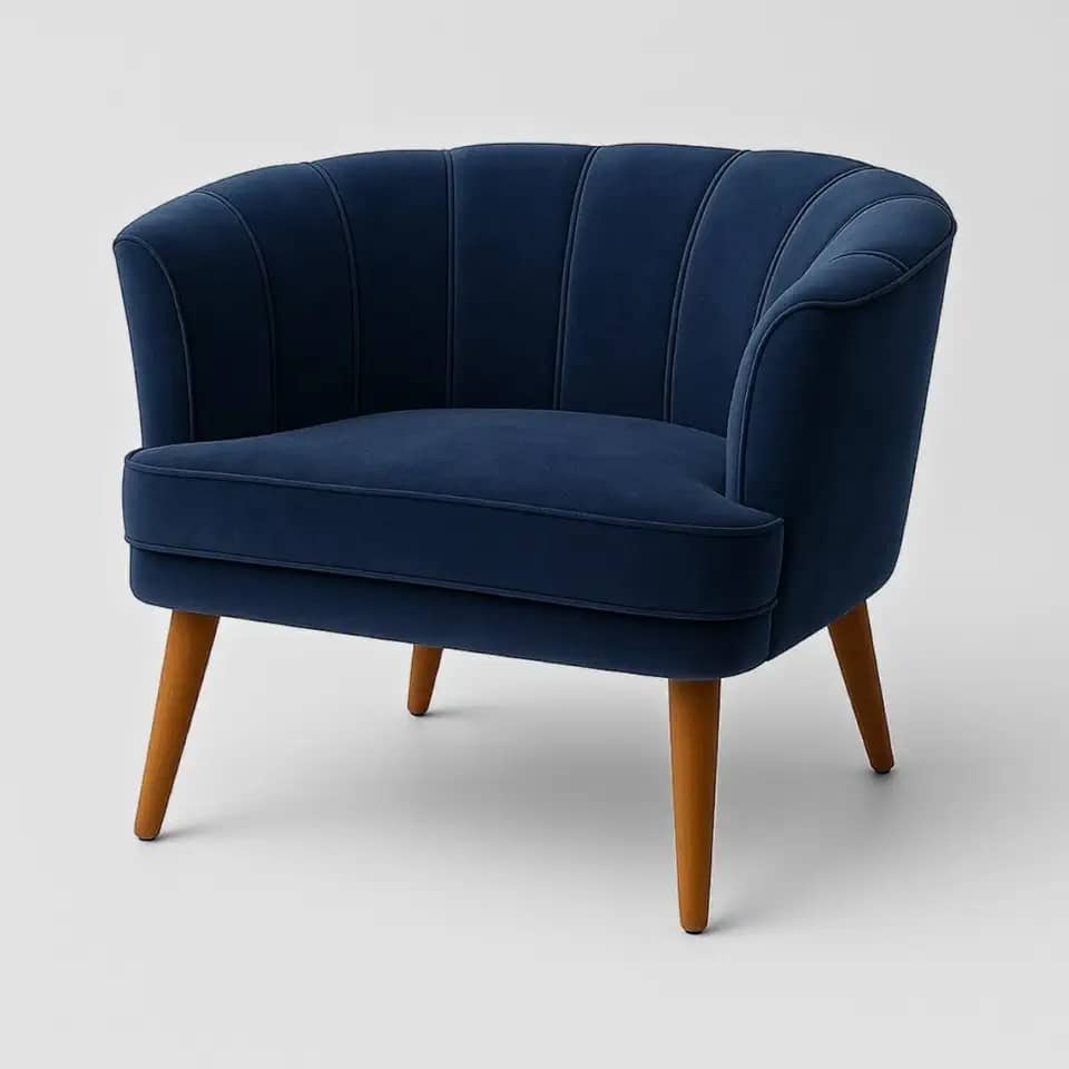 Poltrona Cadeira Decorativa para Sala de Espera Recepção Resistente Ergônomica MOBLAN decor (Azul)