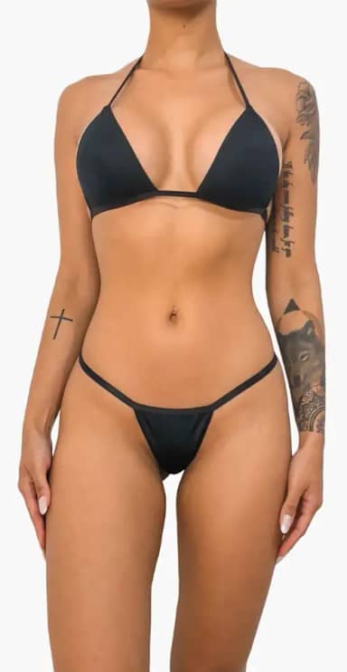 Biquíni Micro Fio Preto Marquinha Do Bronze Do Esparadrapo