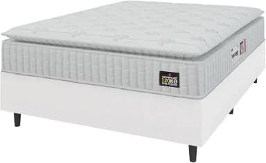 Cama Box Casal Queen Colchão Espuma D33 Pillow Top Van Gogh 158x198x62cm Branco Hellen – Suporta Até 120 Kg Por Pessoa