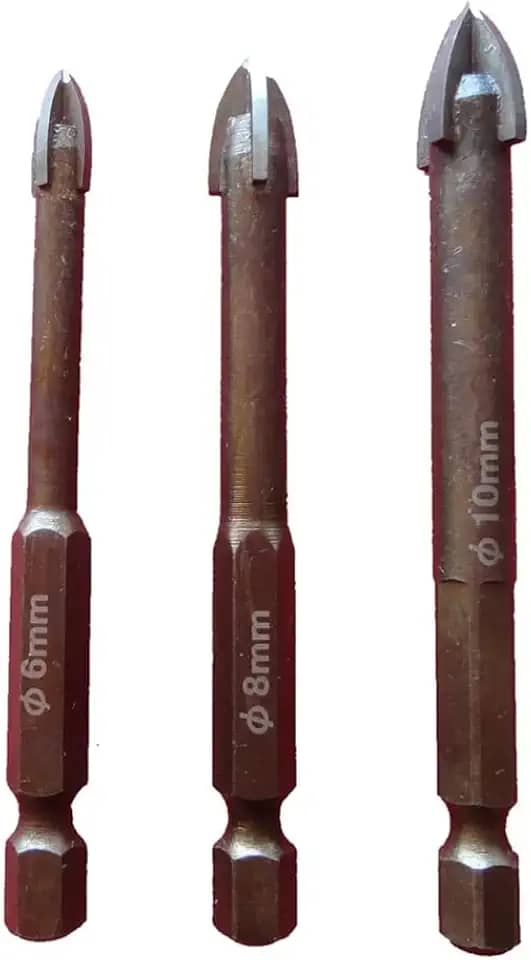 Conjunto de Brocas para Porcelanato e Vidro, 6mm, 8mm e 10mm, 3 Peças
