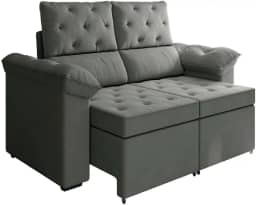 Sofá Retrátil 2 Lugares Inglaterra Suede Cinza Selmer