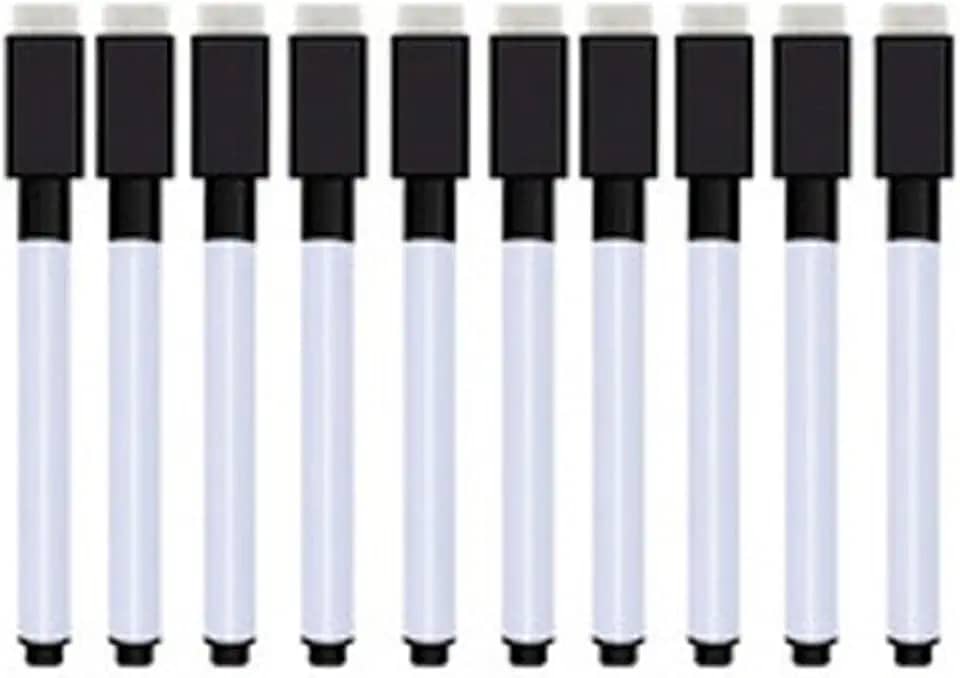 Canetas Apagáveis para Quadro Branco 10 Unidades – Cor Preta – Uso Escolar, Escritório e Lousa Magnética – Ponta Fina