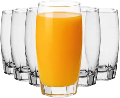 Conjunto de 6 Copos de Vidro Florense Transparente, 370 ml Quadrado Suco Agua Refrigerante Mesa Posta, Jogo de Copos