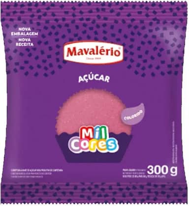 AÇÚCAR CRISTAL COLORIDO ROSA MIL CORES 300G MAVALÉRIO
