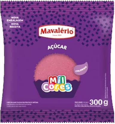 AÇÚCAR CRISTAL COLORIDO ROSA MIL CORES 300G MAVALÉRIO