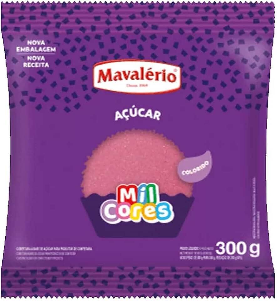 AÇÚCAR CRISTAL COLORIDO ROSA MIL CORES 300G MAVALÉRIO