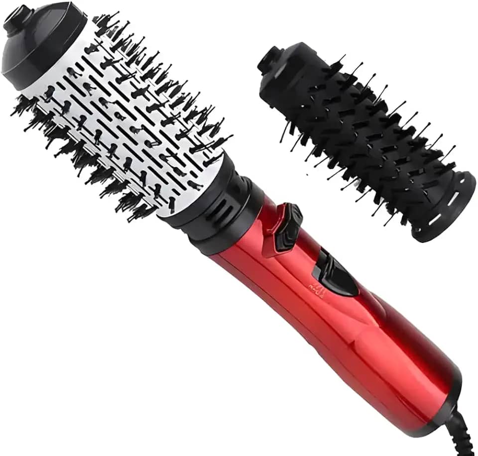 Escova Rotativa,Secadora e Modeladora 2 em 1 - de Cerâmica 110v com Cerdas Duplas (Vermelho)