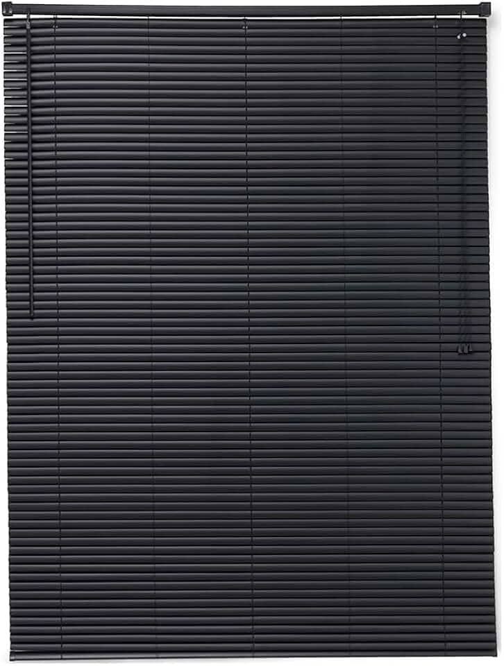 Persiana Horizontal de PVC Largura 1,30 x Altura 80cm na Cor Preta para Salas, Quartos e Escritórios.