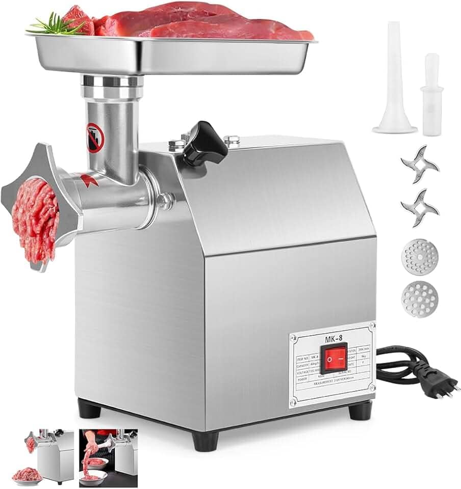 110V/220V Moedor de Carne Eletrico, Maquina de Moer Carne, Pode Ser Usado Para Picar Carne, Vegetais E Linguiças, 500W, Aço Inoxidável