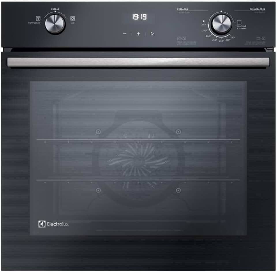 Forno de Embutir Electrolux a Gás 80L Efficient com PerfectCook360 Preto OE8GH 220v