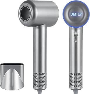 Secador de Cabelo Profissional com Motor sem Escova, Velocidade Máxima de 130.000 RPM, Tecnologia de Íons Negativos, Vento de Alta Velocidade 23m/s - 3 Cores LED de Controle de Temperatura, Compacto e Leve, Filtro 304, Anti-Enroscamento de Cabelos, 220V