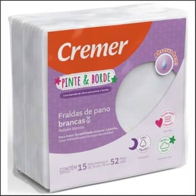 Cremer Fralda Pinte E Borde Lisa Com 15 Peças 0 70Cm X 0 70 Cm Branco