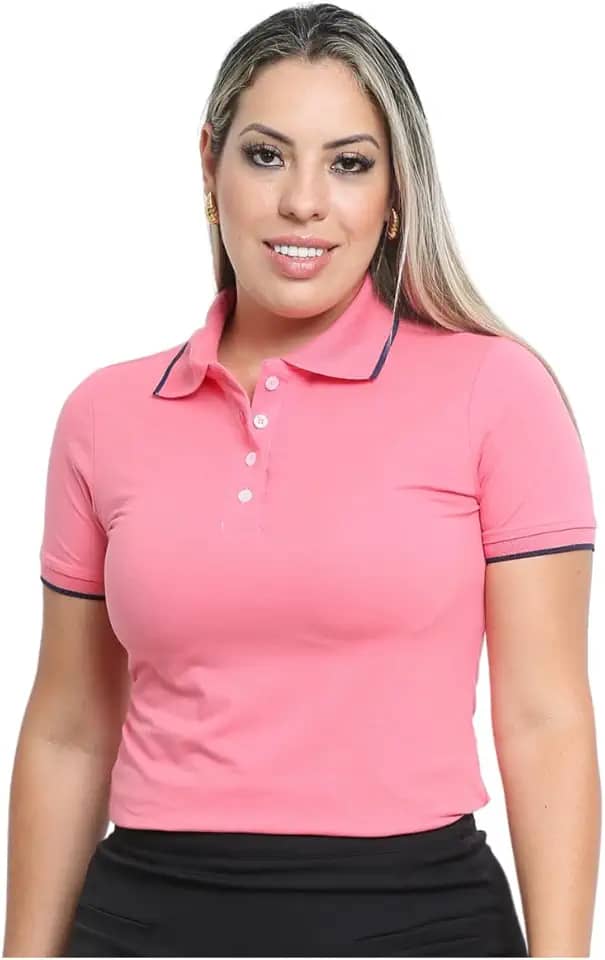 Camisa Gola Polo Feminina Algodão Elastano Uniforme Lisa