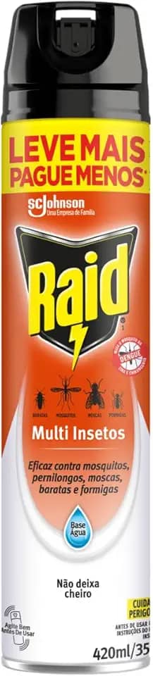 Inseticida Aerossol Multi-Insetos Base Água sem Perfume Raid Frasco 420ml Spray Leve Mais Pague Menos