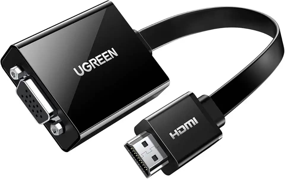 UGREEN Adaptador HDMI para VGA ativo com entrada de áudio de 3,5 mm HDMI macho para VGA fêmea até 1080P para PC laptop Ultrabook Raspberry Pi Chromebook preto