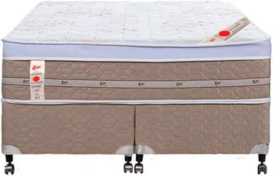 Cama Box + Colchão Castor Com Massageador Queen Niponpedic One Face Tecnopedic 158x198x59cm