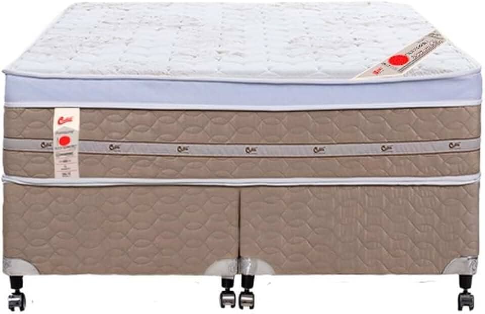 Cama Box + Colchão Castor Com Massageador Queen Niponpedic One Face Tecnopedic 158x198x59cm