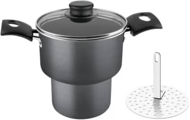 Cuscuzeira De Alumínio Com Revestimento Interno De Antiaderente Tramontina Turim Grafite 14cm