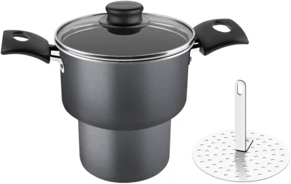 Cuscuzeira De Alumínio Com Revestimento Interno De Antiaderente Tramontina Turim Grafite 14cm