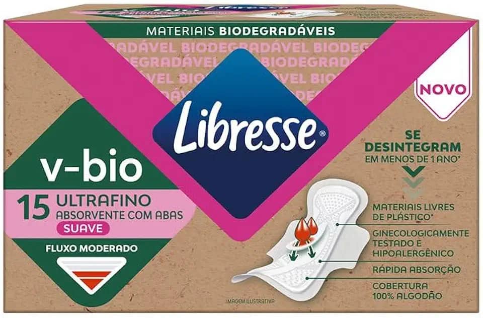 Libresse V-Bio, Absorvente Ultrafino Bom dia 15 unidades