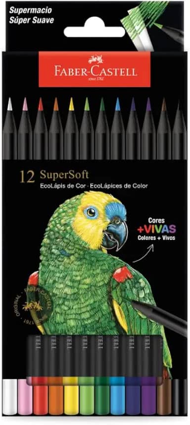 Lápis De Cor, Faber-Castell, Ecolápis Supersoft, 210710, 12 cores