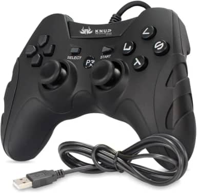 Controle Gamepad Gamer Com Fio KP-4040 Compatível com Pc Computador Windows 7, 10 e 11 Ps3 I Joystick Manete com Fio para Entrada USB Plug And Play para Computadores ou Notebook (Preto)