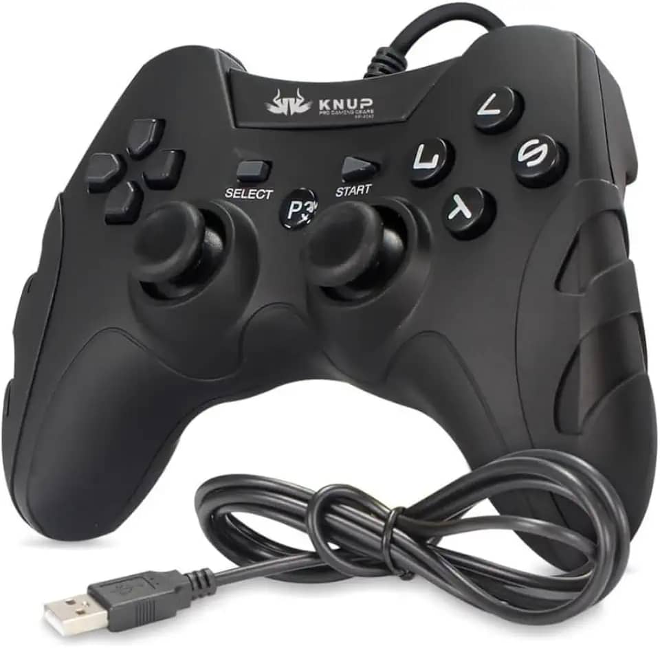 Controle Gamepad Gamer Com Fio KP-4040 Compatível com Pc Computador Windows 7, 10 e 11 Ps3 I Joystick Manete com Fio para Entrada USB Plug And Play para Computadores ou Notebook (Preto)