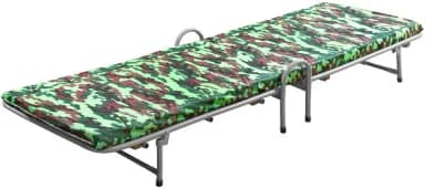Cama Dobrável De Solteiro Prata Com Colchão Imbutido Para Camping
