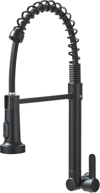 TINICO Torneira Gourmet Para Cozinha Água Fria Única Com Misturador de Extraível, Torneira de Parede em Aço Inoxidável, Rotação 360, Preto