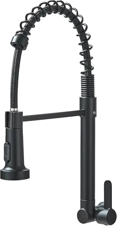 TINICO Torneira Gourmet Para Cozinha Água Fria Única Com Misturador de Extraível, Torneira de Parede em Aço Inoxidável, Rotação 360, Preto