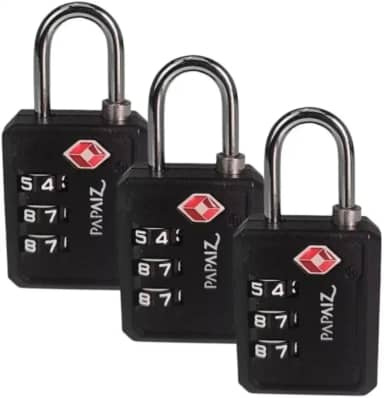 Kit 3 Cadeados TSA Segredo 30PL Preto Aeroporto Mala