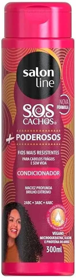 Salon Line, Condicionador, SOS Cachos, + Poderosos, Vegano - Cabelos Ondulados, Cacheados e Crespos, 300 ml