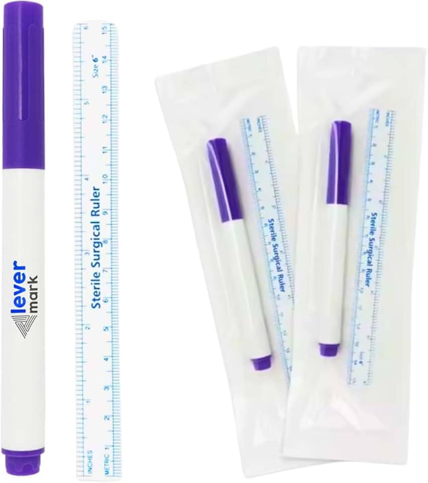 Caneta de Marcação Cirúrgica Estéril com Régua, Kit com 3 Unidades