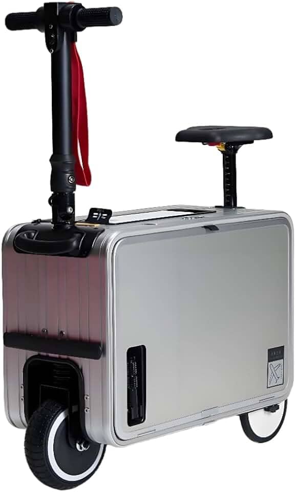 Espeksvika Mala Elétrica Inteligente Para Scooter De 30L, 20" Viagens, Com Assento E Luz Led, Bateria Longa Duração Leve (Prata)