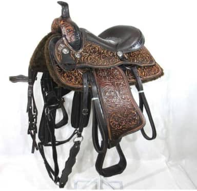 Sela Americana Quarto De Milha Entalhada Luxo Tambor Marrom Original Nova