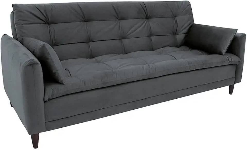 Sofá-Cama Casal 3 Lugares Sofia Suede Grafite