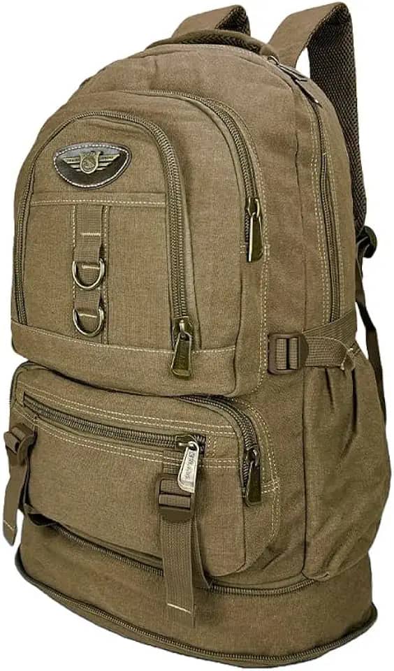 Mochila Lona De Camping Reforçada Viagem Motociclista 50l 3005 (Bege)