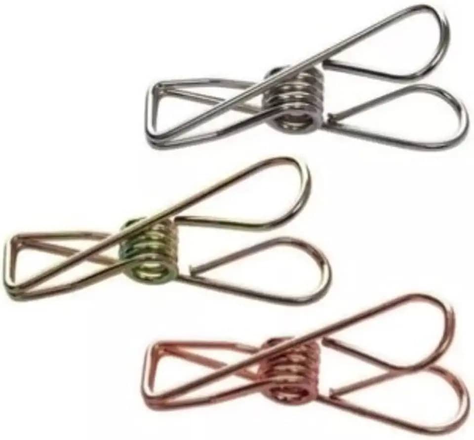 Kit 24 Prendedores Pregador De Roupa Em Metal Inoxidavel Duravel (Cores Diversas)