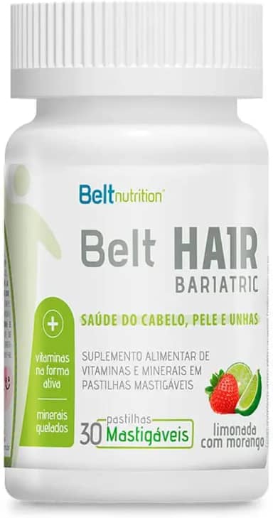 Vitaminas Belt Hair Nail And Skin Bariatric Limonada Com Morangos 30 Pastilhas Mastigável - Beltnutrition