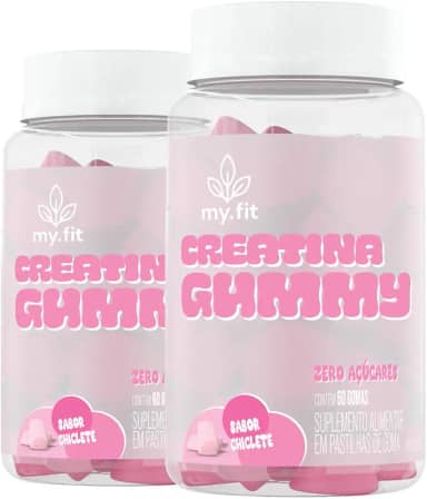 Kit 2x Creatina Gummy, Sabor Chiclete (120 Gomas) 3g de Creatina por Dose - Zero Açúcar, My Fit